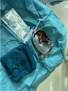 From Hangzhou hospital rotation reusable drapes and disinfectant containers employed to minimize waste.