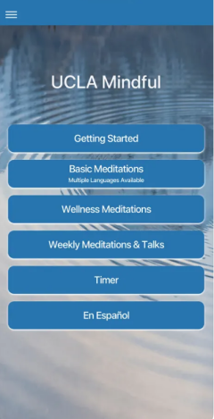 ucla mindful app home screenshot