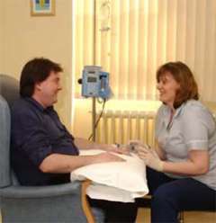 Getting chemotherapy through an I.V.