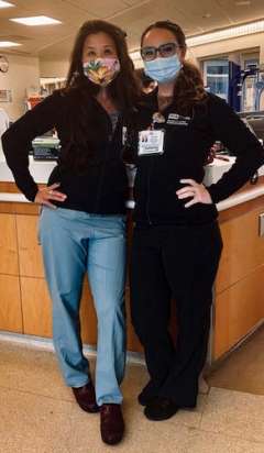 Drs Christine Myo Bui and Courtney Scott with masks.