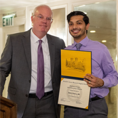 Nikhil Chervu, MD recieving the Levey Award at the 2021 UCLA general surgery graduation