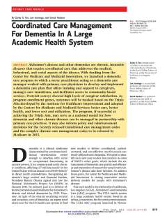 Coordinated Care Management For Dementia in a Large Academic Health System