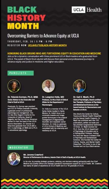 3rd Annual Black History Month Speaker Series  Overcoming Barriers to Advance Equity at UCLA