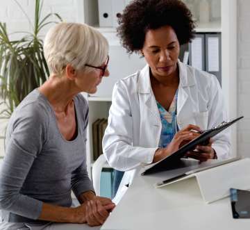 Female patient and doctor