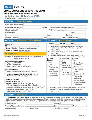 Referral Form - UCLA Small Bowel Endoscopy Program