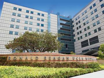 Ronald Reagan UCLA Medical Center exterior with building signage