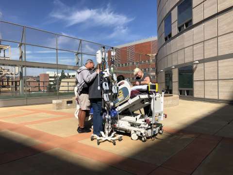 A patient outside in the sun