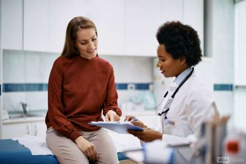 Female doctor and patient