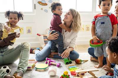 Mother holding child