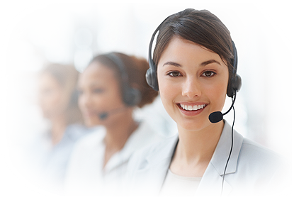 Call center female representative of UCLA Laser Refractive Center Facility wearing a headset.