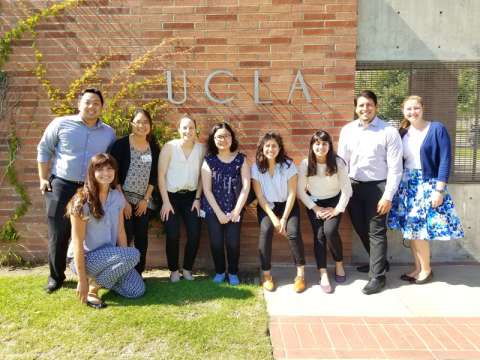 MStar UCLA students outside UCLA building