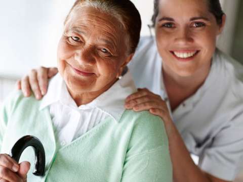 A student with an older patient