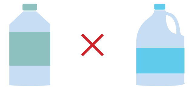 Burn Prevention - An illustration shows a green Hydrogen Peroxide bottle and a blue Vinegar bottle, with a large red X between them