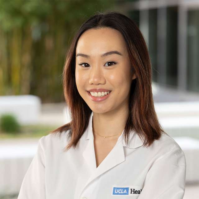 Meghan Koo, PhD standing outside with a friendly smile at UCLA Health.