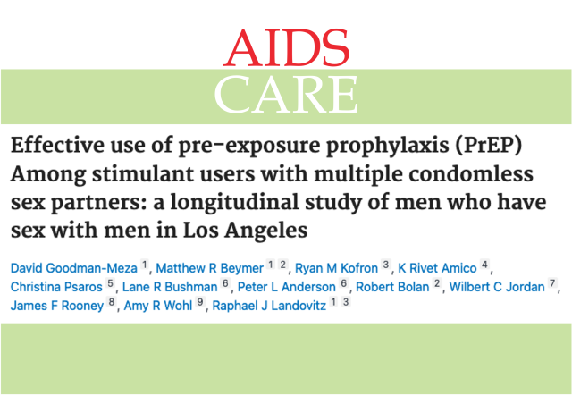 Masthead for article on PrEP use among stimulant-using men with multiple condomless sex partners in Los Angeles.