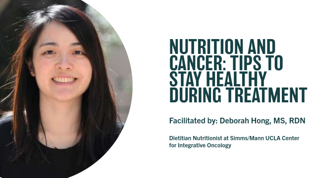 Poster for webinar, “Nutrition and cancer: tips to stay healthy during treatment” . Details in Webinar