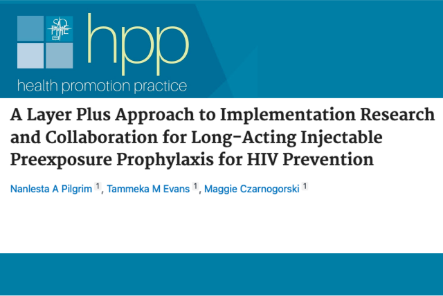 Masthead for a journal article titled "A Layer Plus Approach to Implementation Research and Collaboration for Long-Acting Injectable..."