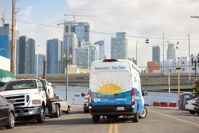 Homeless Healthcare Collaborative van in Streets of Los Angeles