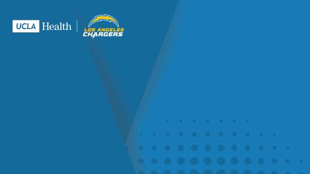 Blue Zoom background with UCLA Health logo and Chargers logo