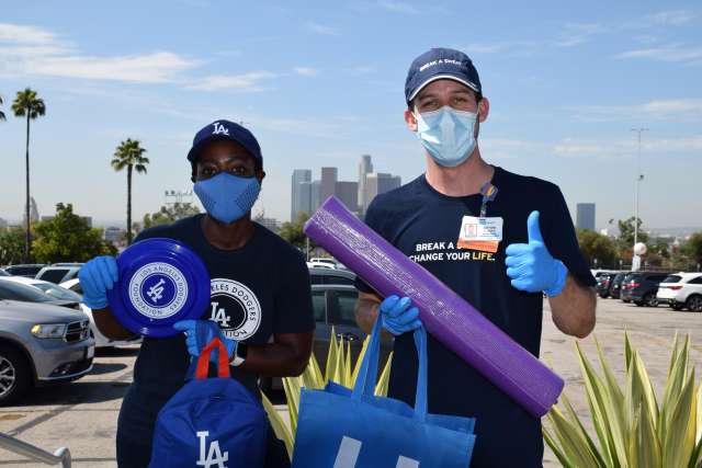 UCLA Health and the Dodgers Foundation distribute home PE kits to underserved youth