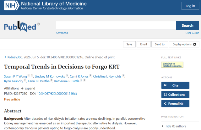 Temporal Trends in Decisions to Forgo KRT