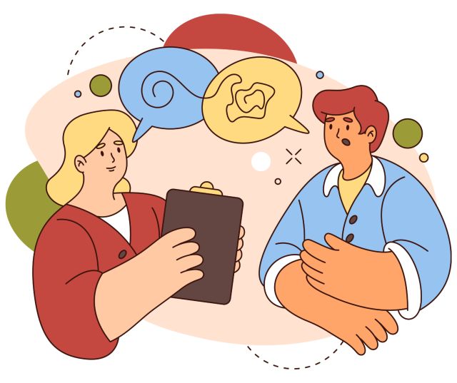Illustration of a group therapy session with people sitting in a circle.