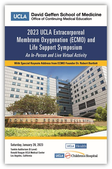 2023 Extracorporeal Membrane Oxygenation and Life Support Symposium Flyer. It's showing Ronald Reagan building entrance.