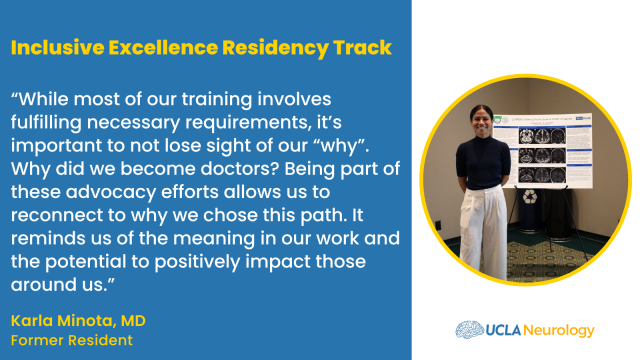Graphic of a quote by a former resident describing the impact of the inclusive excellence track
