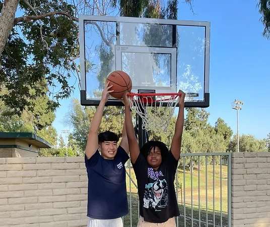 playing basketball