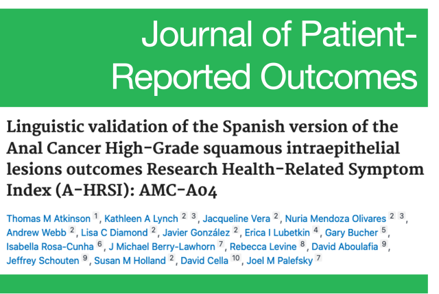 A masthead for a journal article titled, "Linguistic validation of the Spanish version of the Anal Cancer High-Grade squamous intraepithelial lesions outcomes Research Health-Related Symptom Index (A-HRSI): AMC-A04 "