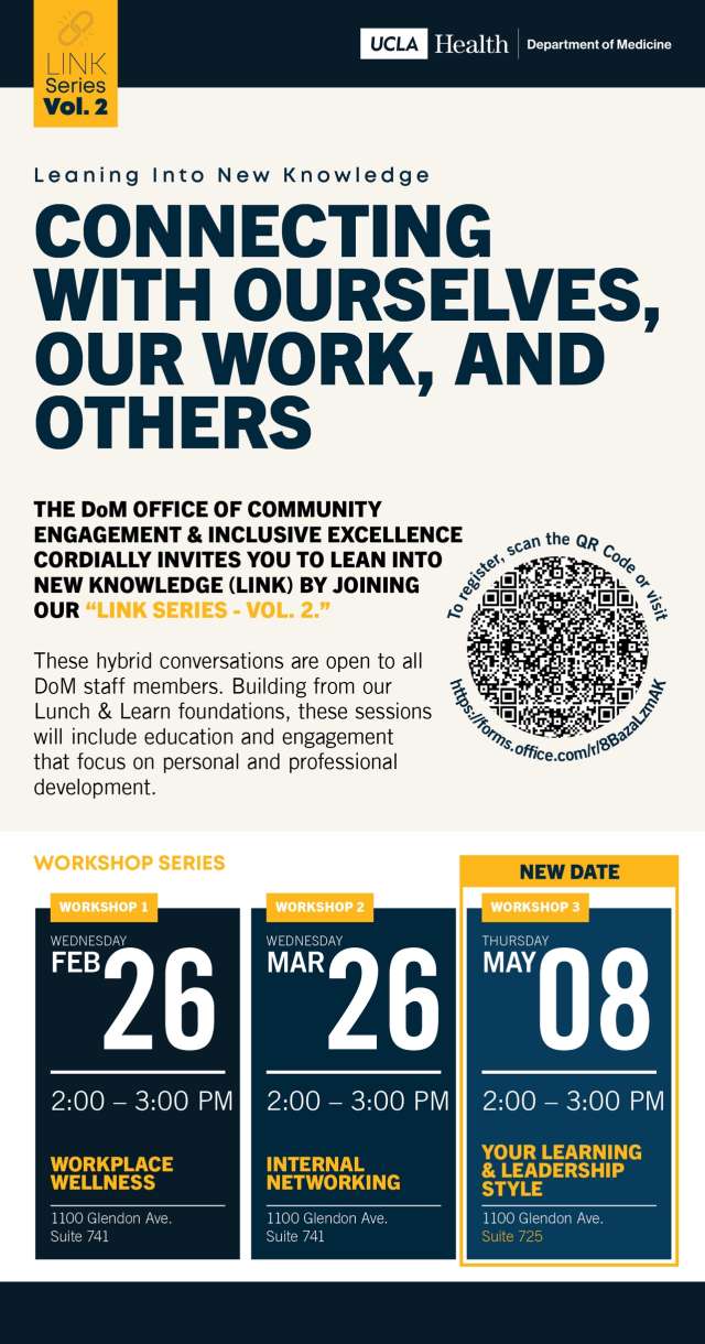 Flyer highlighting upcoming LINK sessions