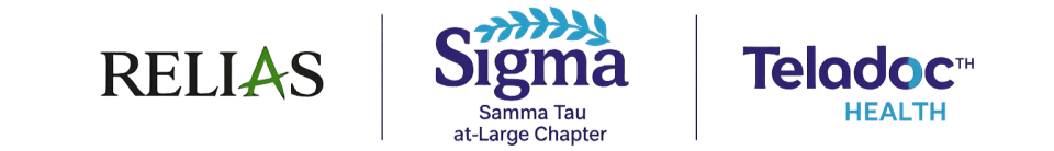 Sponsor logos for the Nursing Science and Innovation Conference which include Relias, Sigma, and Teladoc
