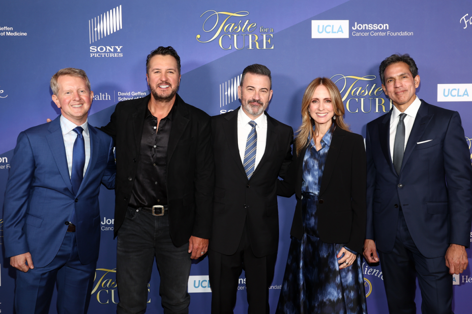 Ken Jennings, Luke Bryan, Jimmy Kimmel, Dana Walden and Ravi Ahuja at Taste for a Cure
