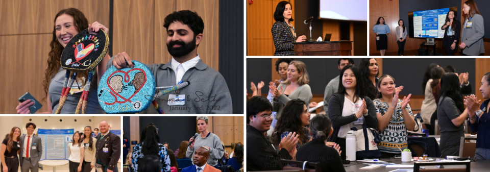 A collage of diverse individuals presenting at a  UCLA conference
