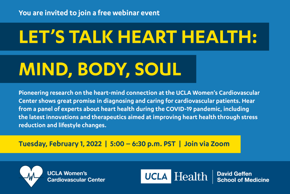 Free webinar event titled "Let's talk heart health: mind, body, soul."