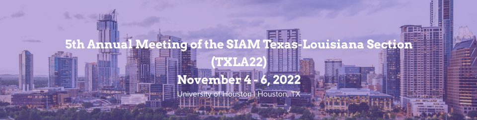 graphic for the 5th annual meeting of the SIAM on top of the Houston skyline