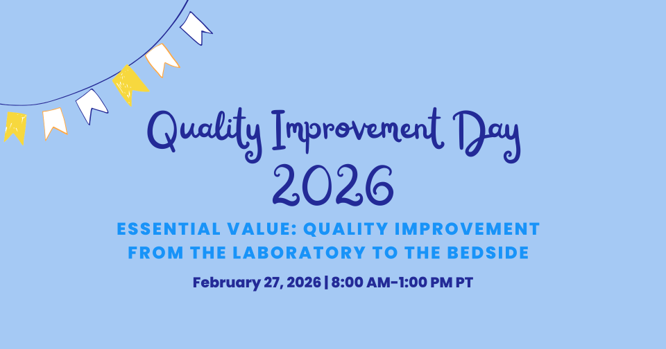 Quality Improvement Day 2026 event announcement with decorative banners.