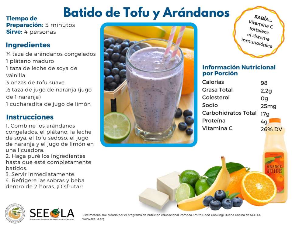 Berry Tofu Smoothie recipe in Spanish