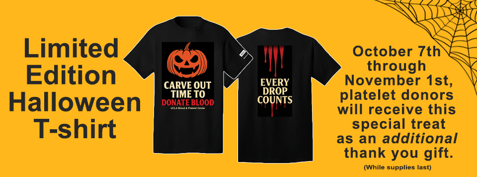 Limited Edition Halloween T-shirt for Platelet Donors: 10/7 - 11/1