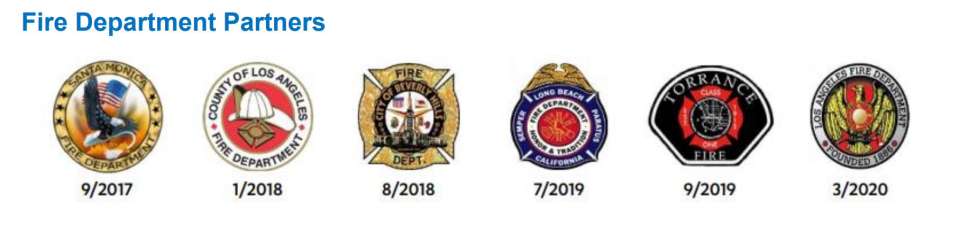 A list of fire departments that partner with the Mobile Stroke Unit