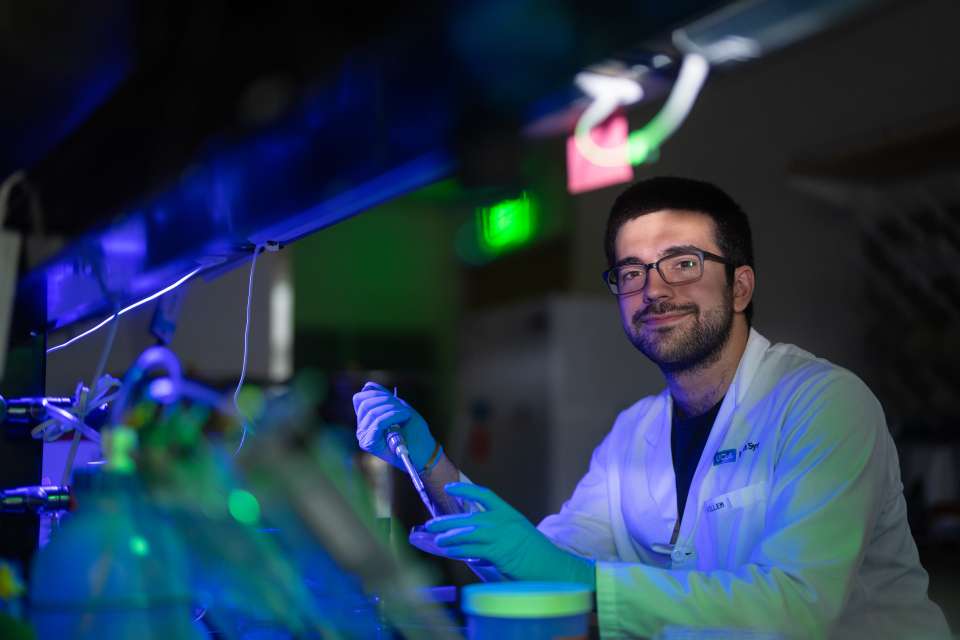 A young UCLA scientist in the lab