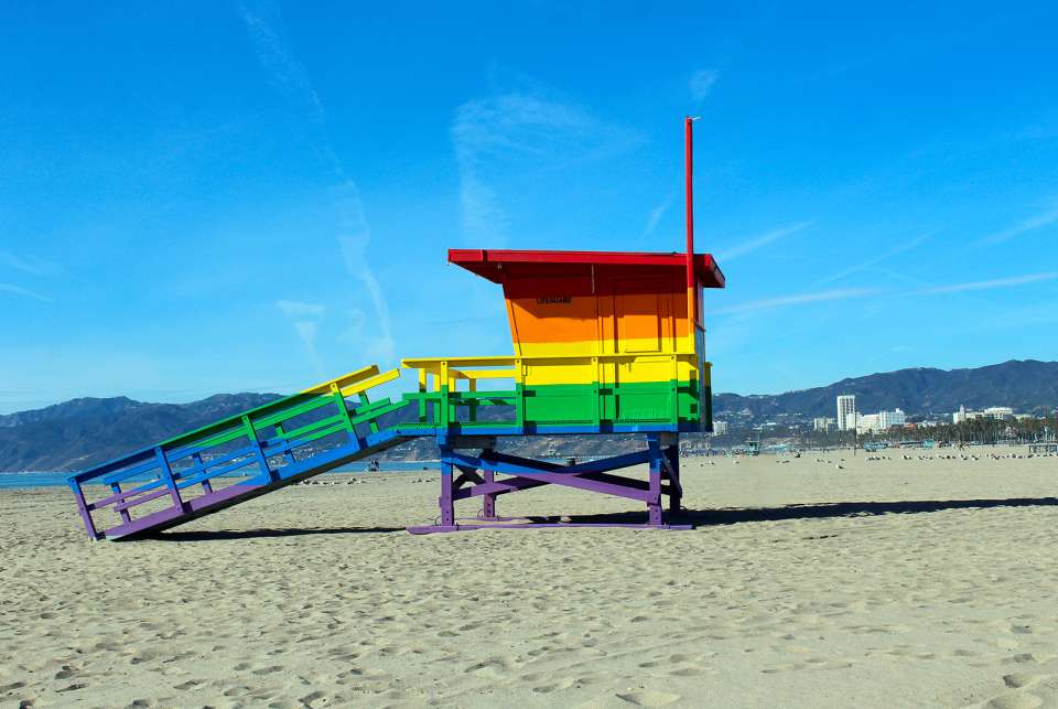 Rainbow lifeguard tower 