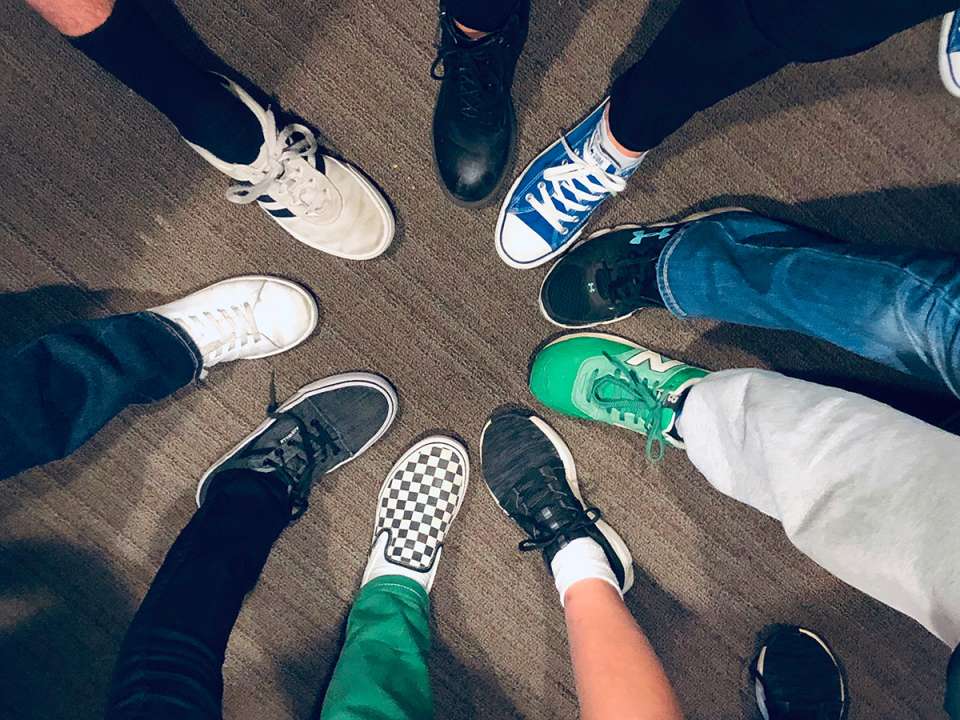 Teen shoes in a circle 