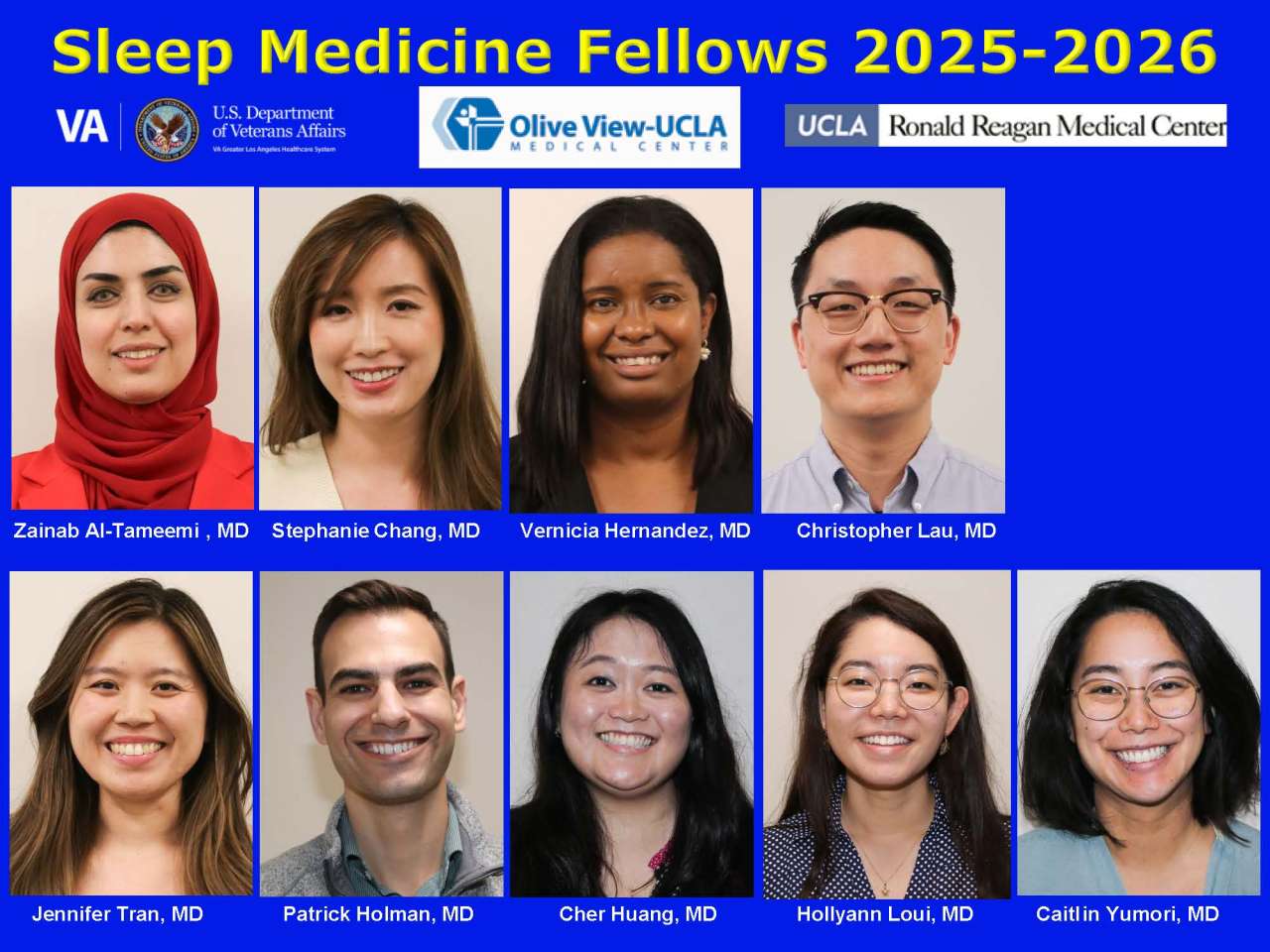 Sleep Medicine Fellows 2025-2026 banner with ten headshot portraits in a grid.
