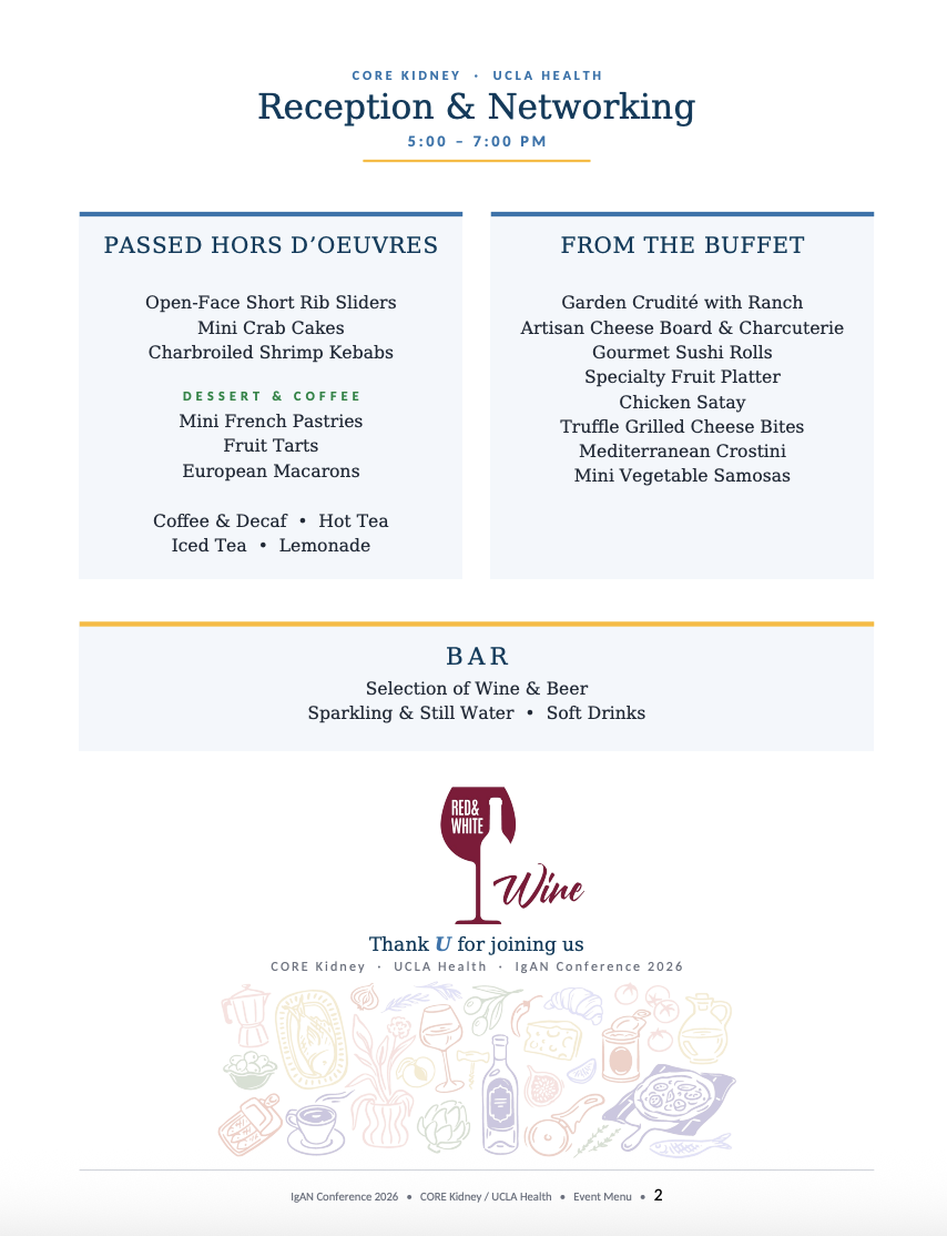 IgAN Conference Menu Page 2
