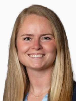 Smiling blonde woman in business headshot