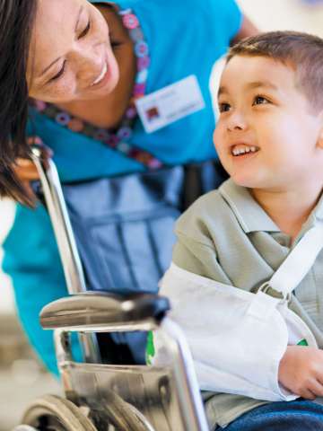Nurse Talking with Injured Boy