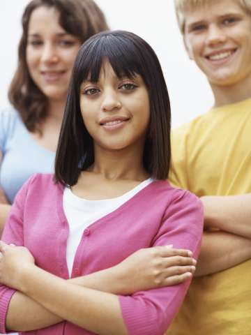 Confident diverse kids standing together