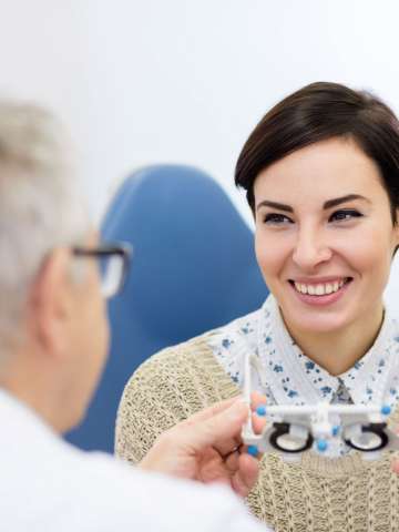 Patient with ophthalmologist