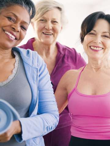 Female friends in exercise class